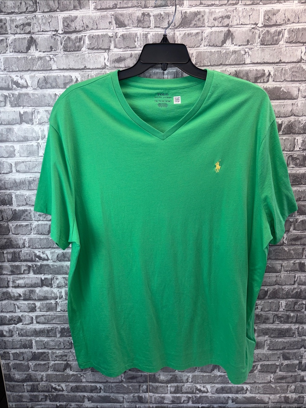 Polo by Ralph Lauren Green V-Neck Short Sleeve Tee with Yellow Pony